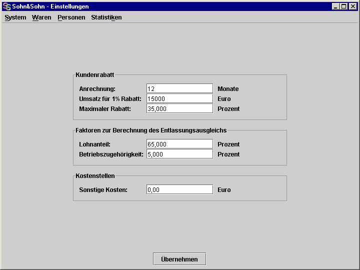 Der Einstellungen-Bildschirm